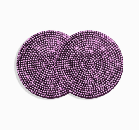 Universal Bling Car Coasters 2-Pack - Anti-Slip Silicone Cup Holder Inserts with Crystal Rhinestones, Car Interior Accessories