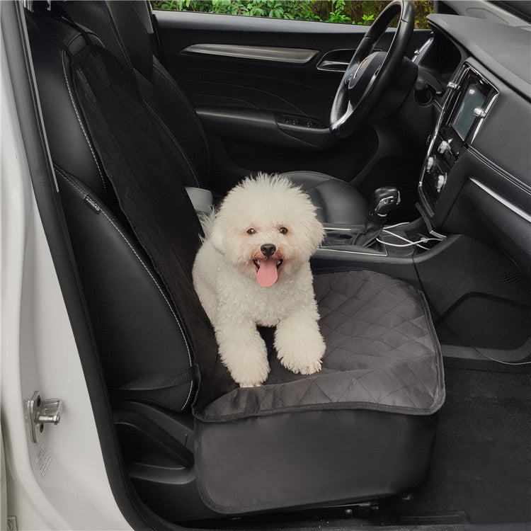 PawSecure™ Quilted Cotton Waterproof Pet Car Seat Cover with Safety Belt – Clean & Safe Travels